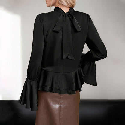 Damen Bluse Weite Ärmel Rüschen Detail Eveloria