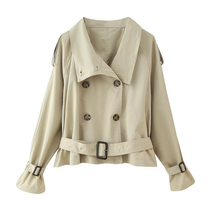 Damen Trenchcoatjacke mit Gürtel und Breitem Revers Eveloria