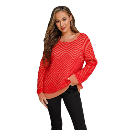 Damen Pullover Chevron Muster Eveloria