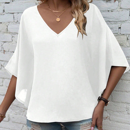 Damen Oversized V-Ausschnitt Lässiger Schnitt