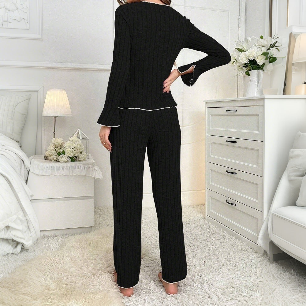 Damen Schlafanzug Set Feines Jersey Eleganter Schnitt Anthrazit