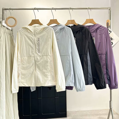 Damen Übergangsjacke Leicht Atmungsaktiv Reißverschlusstaschen Beige - Eveloria