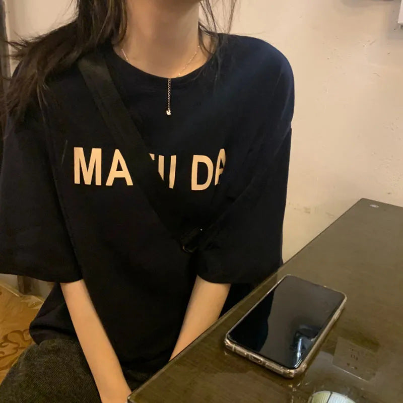 Damen T-Shirt mit Schriftzug Komfortabel Eveloria