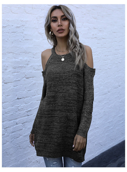 Damen Off-Shoulder Strickpullover Luftig Modern Eveloria
