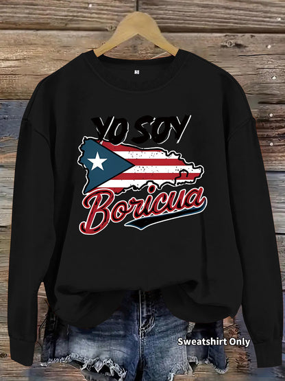 Damen Sweatshirt Puerto Rico Design Lässig Grün