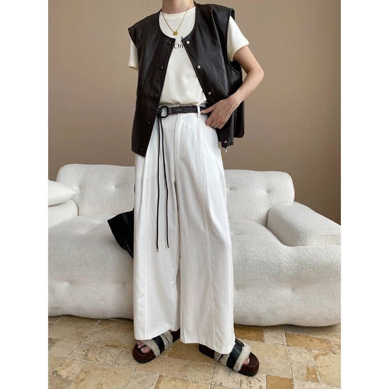 Damen Weste Veganleder Knöpfe Taschen Eveloria