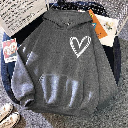 Damen Kapuzenpullover Herzmotiv Eveloria