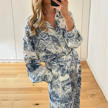 Damen Zweiteiliges Set Weites Design Floralmuster Eveloria