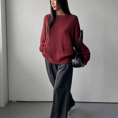 Damen Grobstrickpullover Lässiger Schnitt Voluminöse Ärmel Eveloria