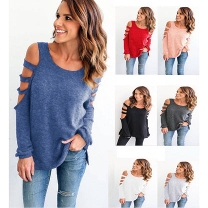 Damen Pullover Lässiger Cut-Out Schnitt Eveloria