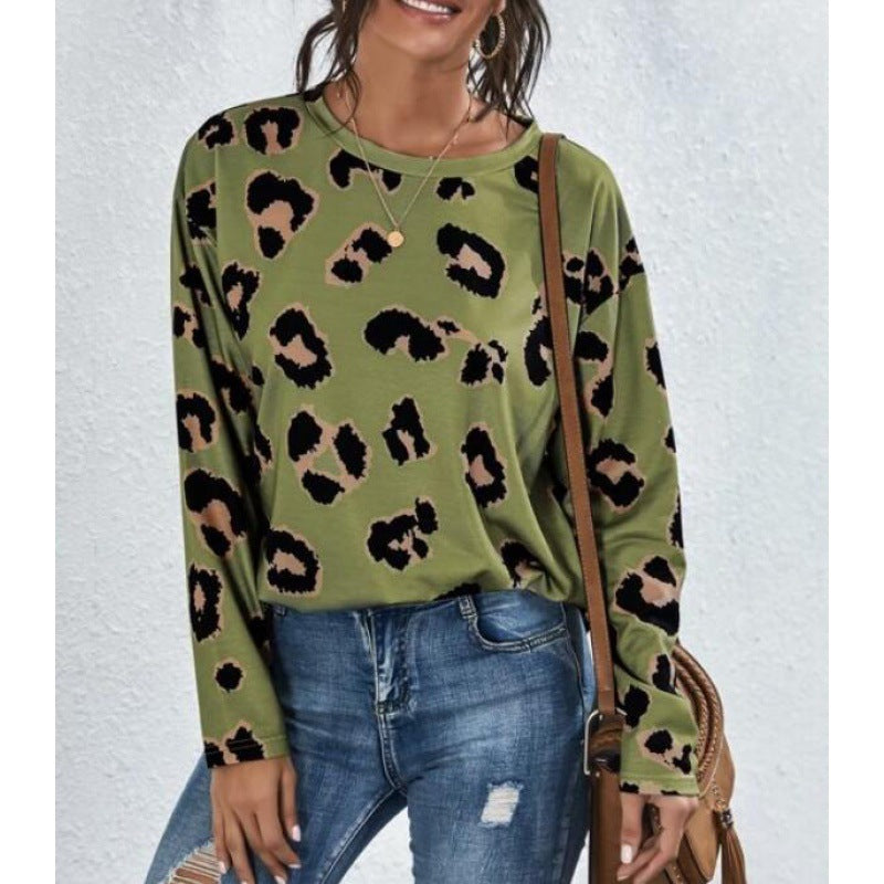 Damen Leopardenmuster Pullover aus Baumwolle