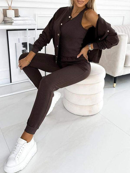 Damen Sportanzug Kurzarm Oberteil Urban Jacke Eveloria
