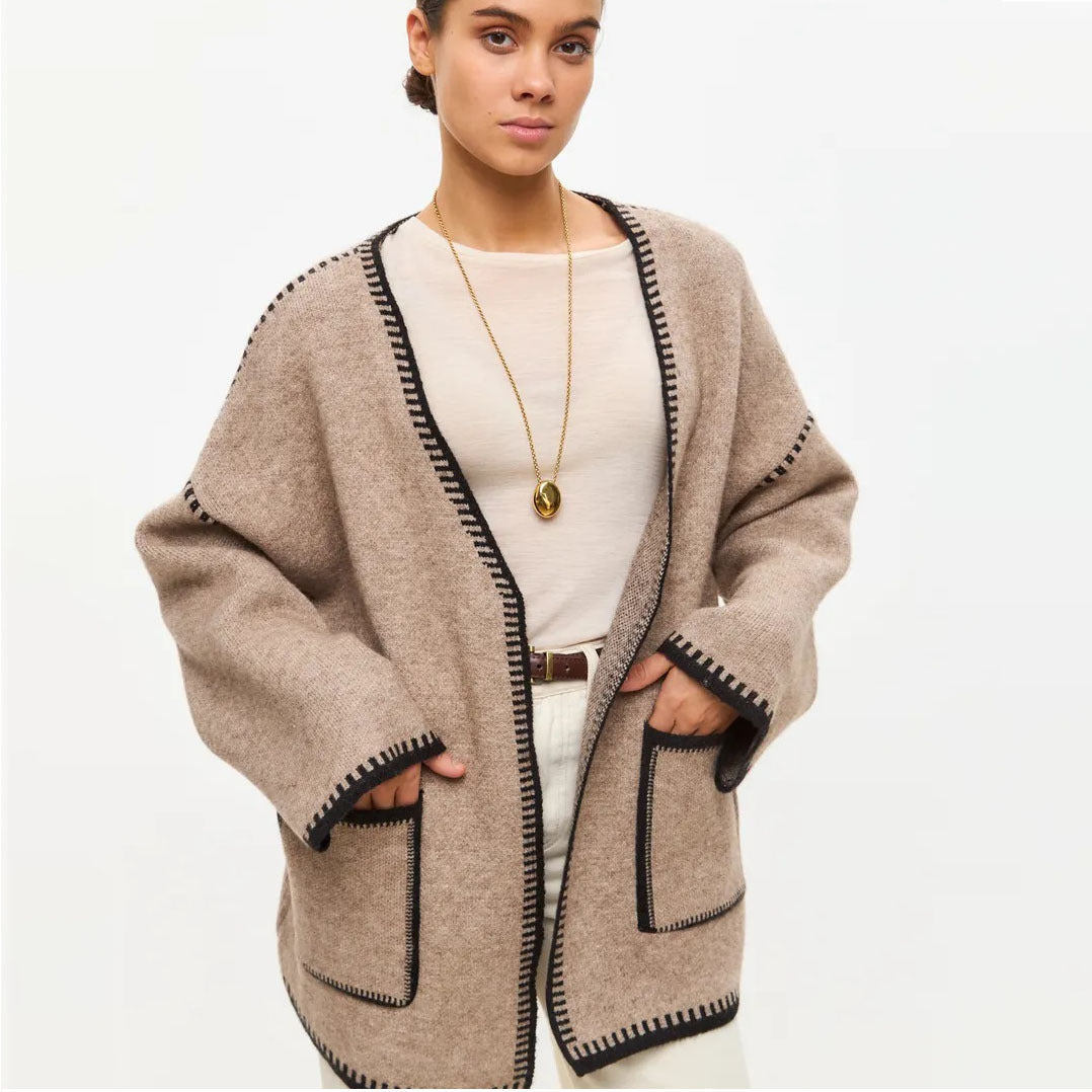 Damen Strickcardigan mit Taillengürtel und Taschen Eveloria