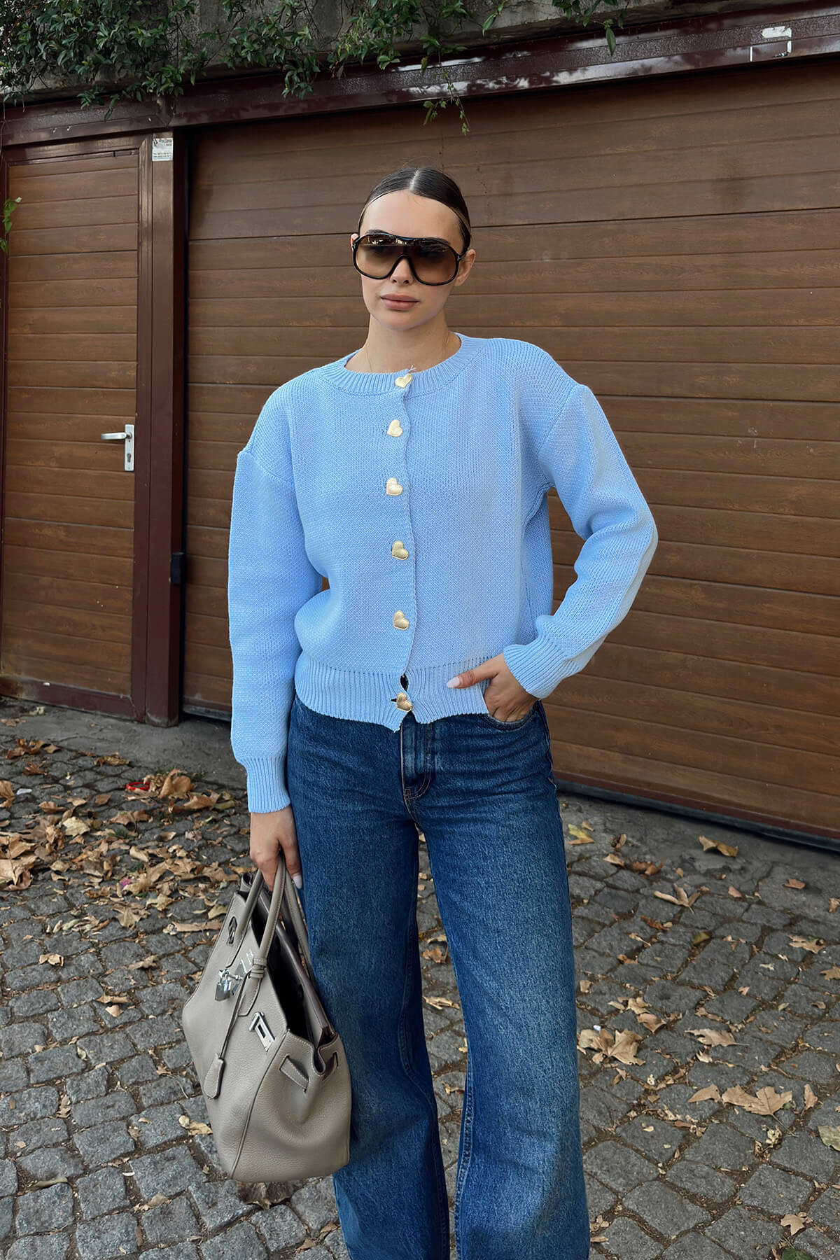 Damen Strickjacke Herzen Muster Lässiger Schnitt