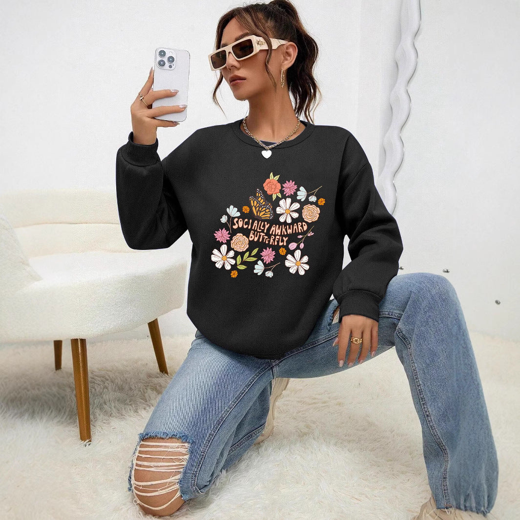 Damen Sweatshirt Floralmuster Weich Pastell