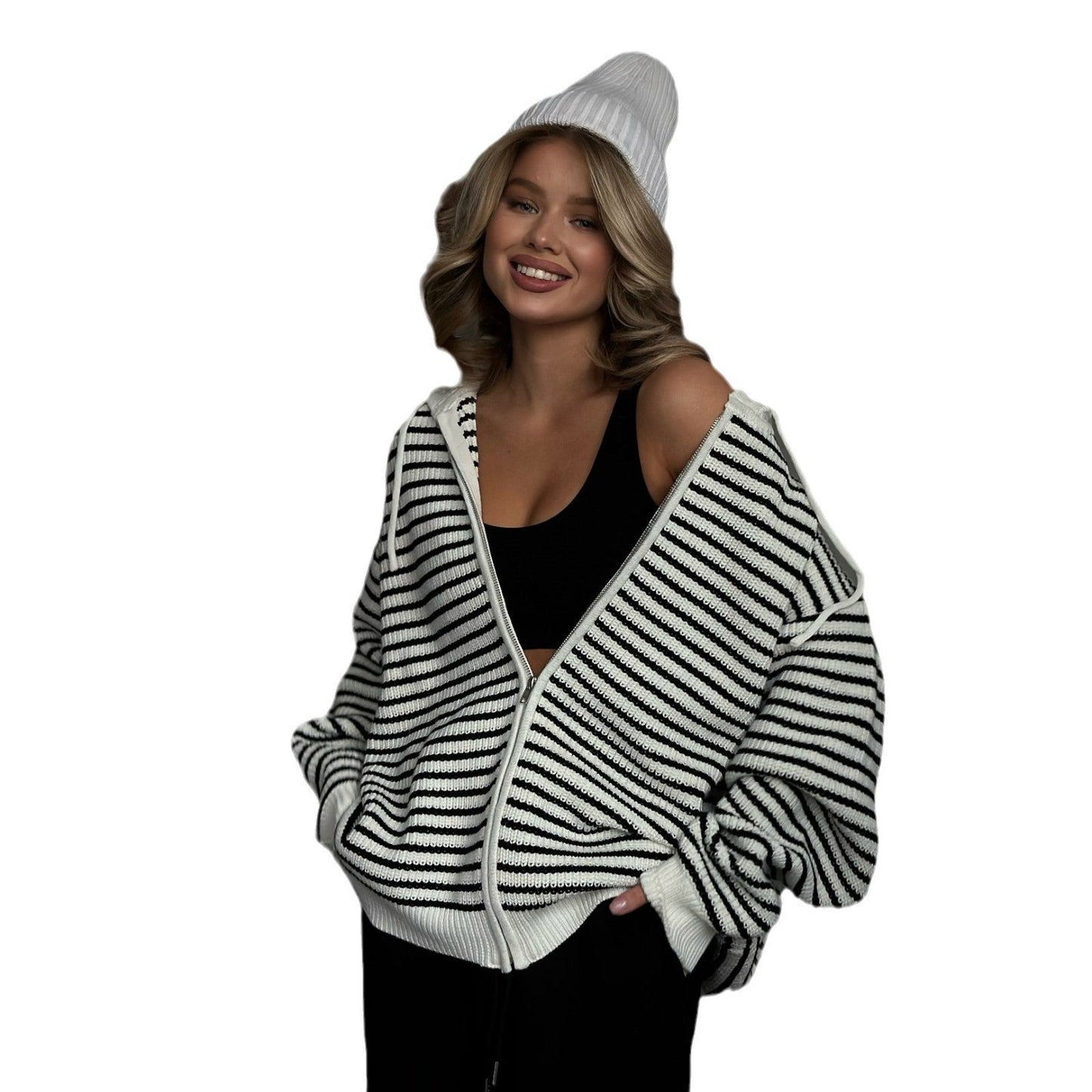 Damen Strickjacke Gestreift Eveloria