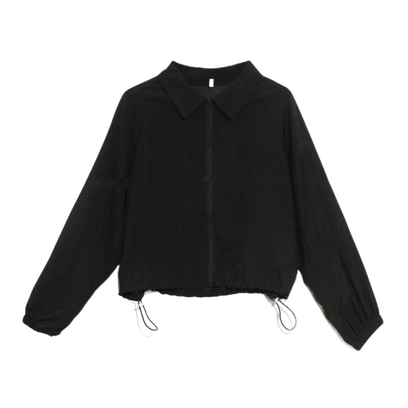 Damen Cropped Windjacke Kordelzug Eveloria