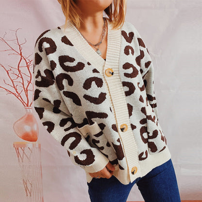Damen Cardigan Lockere Ärmel Leo-Muster Eveloria