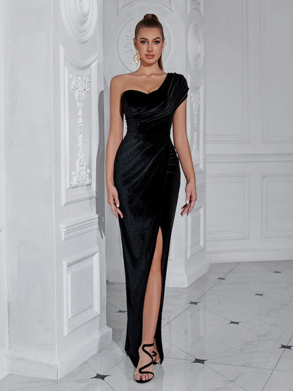 Damen Abendkleid Schulterfrei Seide Eveloria