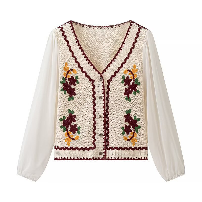Damen Bluse Gestickt Ärmel Luftschutz Eveloria