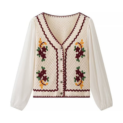 Damen Bluse Gestickt Ärmel Luftschutz Eveloria