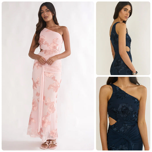 Damen Abendkleid Asymmetrisch Florale Cut-Outs Eveloria - Eveloria