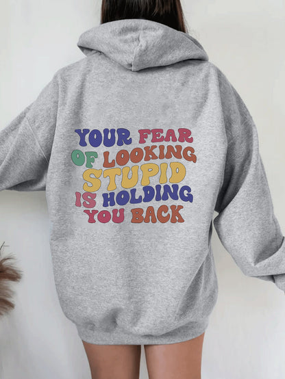 Damen Kapuzenpullover Inspirierender Statement-Druck
