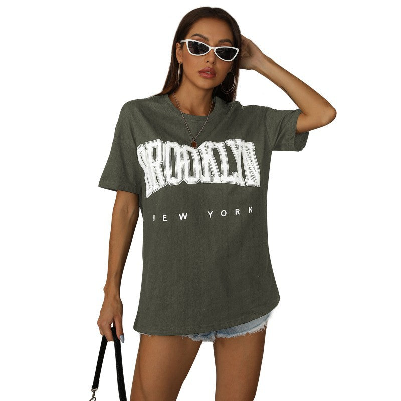 Damen Oversized T-Shirt Brooklyn-Print Eveloria