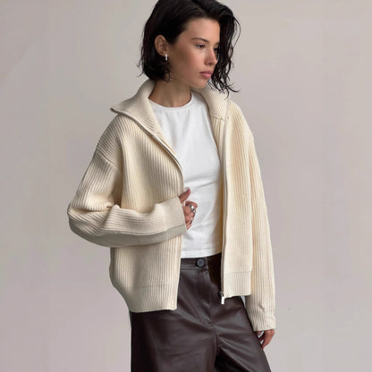 Damen Strickjacke Hochkragen Eveloria