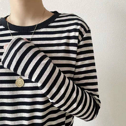 Damen Langarmshirt Gestreift Eveloria