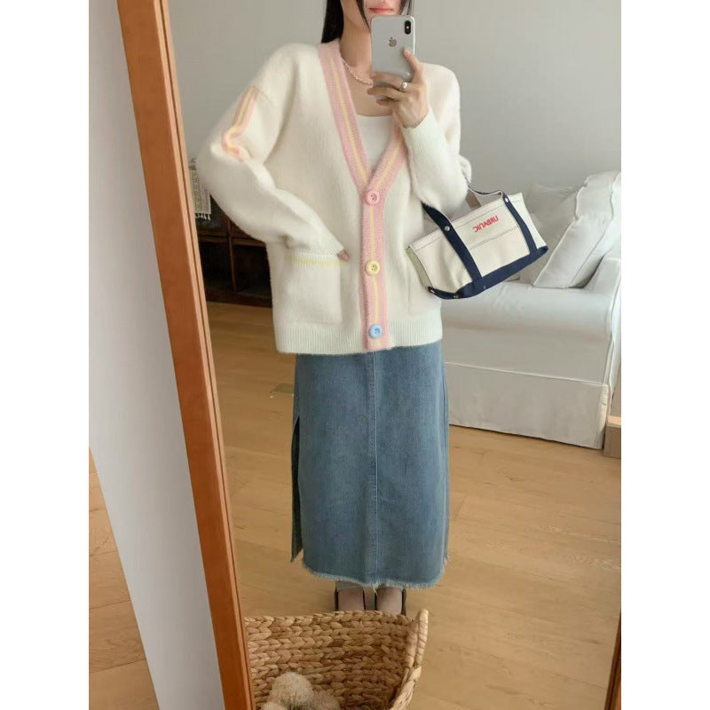 Damen Cardigan Kuschelig Bunt mit Taschen