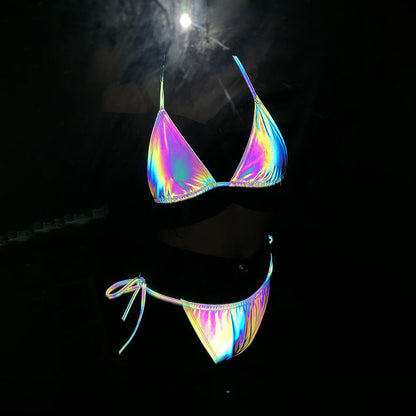 Damen Cropped Bralette Schimmer Effekt Heidi-Mode