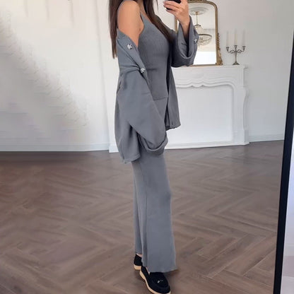 Damen Strickkleid mit Cardigan Überwurf Elegant