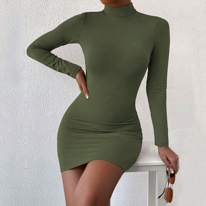 Damen Minikleid Figurbetont Hohler Kragen Langer Arm Eveloria - Eveloria