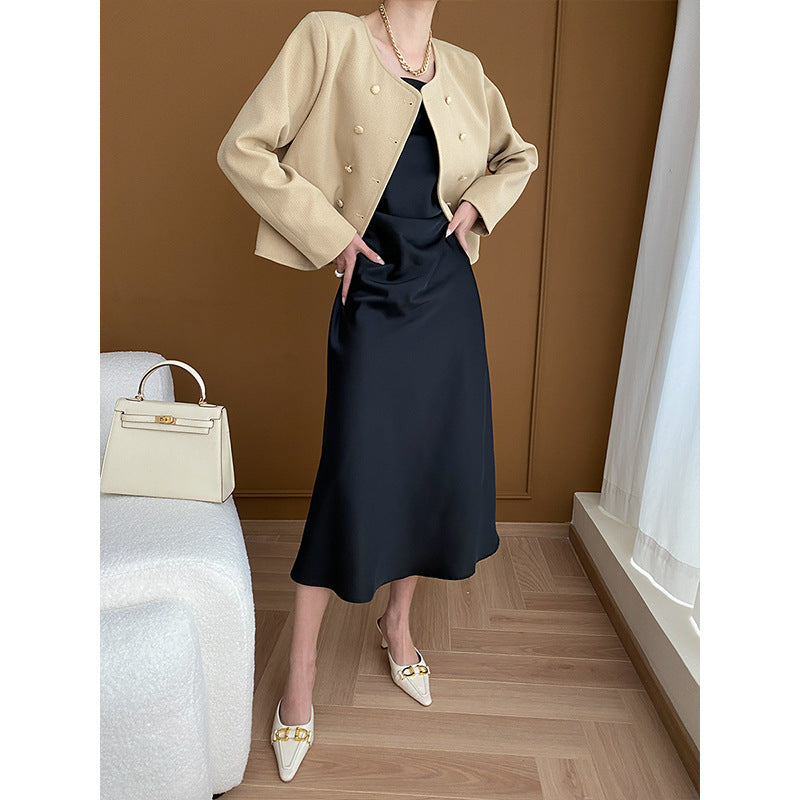 Damen Bouclé-Jacke Doppelknopfverschluss Eveloria