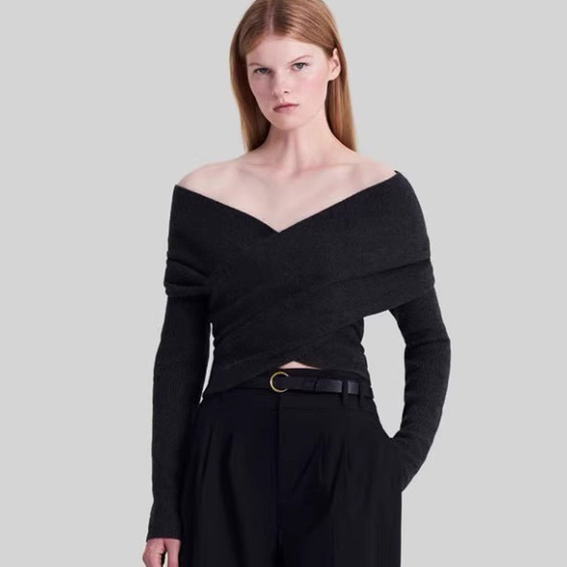 Damen Oversize Wickelpullover Eveloria