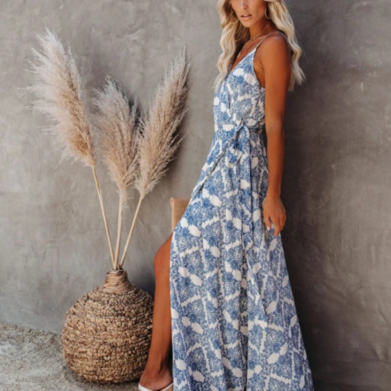 Damen Maxikleid Schwingender Saum Eleganter Schlitz Eveloria