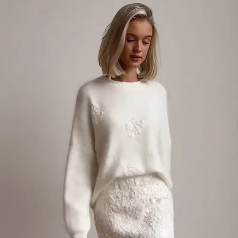 Damen Pullover Florales Spitzenmotiv Eveloria - Eveloria