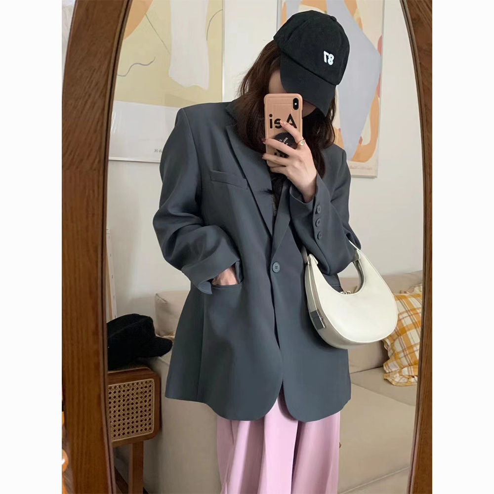 Damen Oversized Blazer aus Wolle mit Taschen Schwarz Eveloria - Eveloria