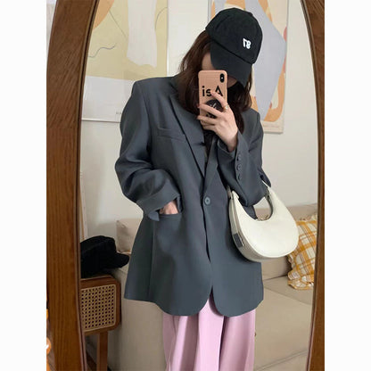 Damen Oversized Blazer aus Wolle mit Taschen Schwarz Eveloria - Eveloria