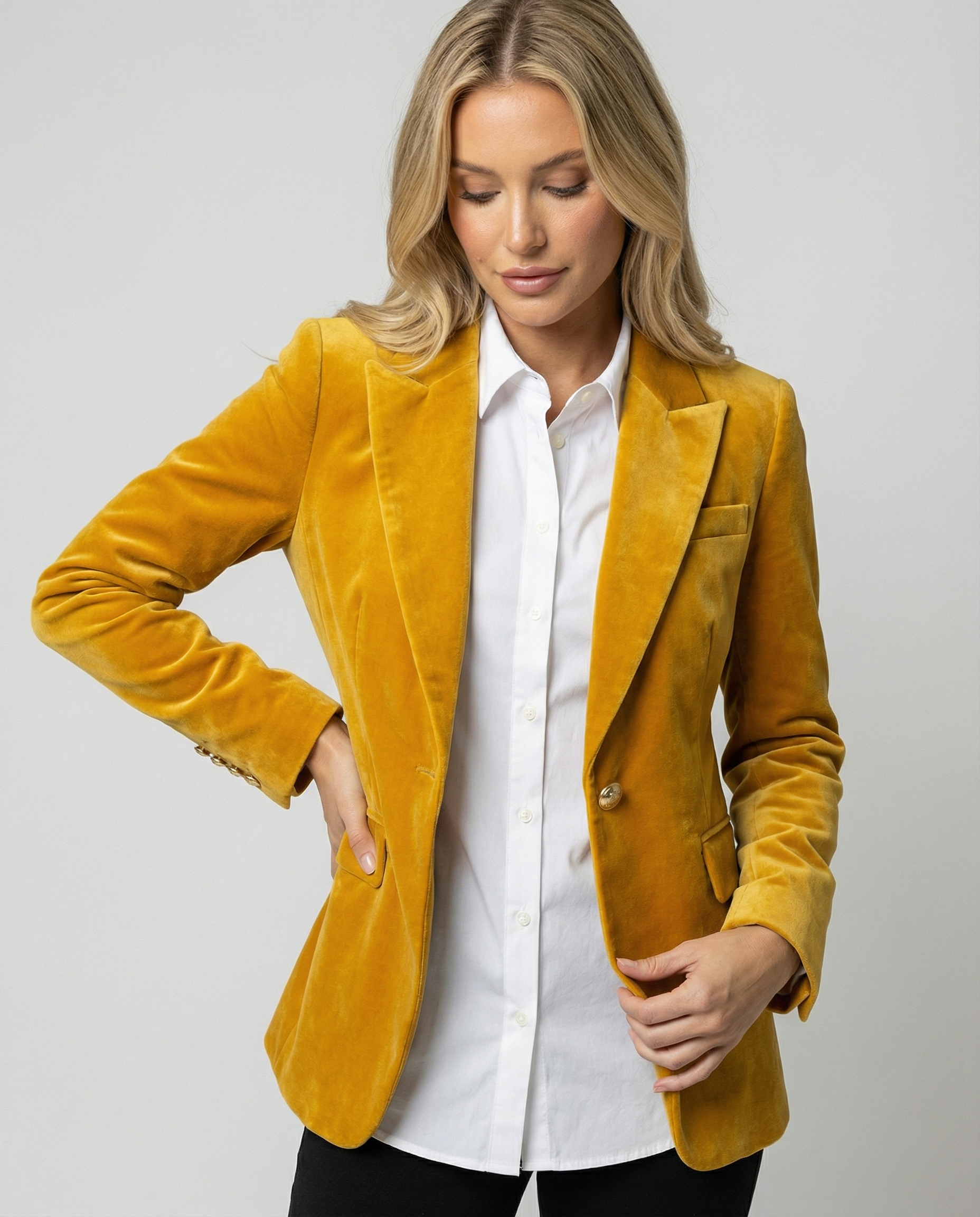 Eveloria Damen Wendeblazer Retrodruck Polyester Schwarz - Eveloria