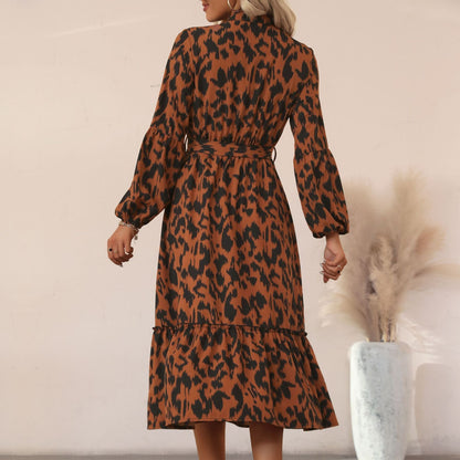 Damen Maxikleid Voluminöser Rock Elegantes Rüschen Design