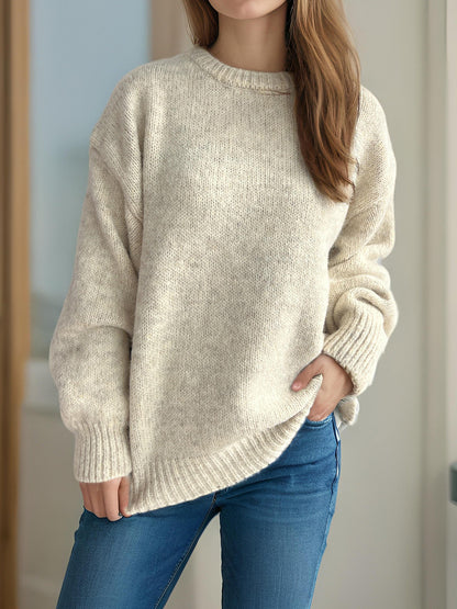 Damen Grobstrickpullover Moderner Schnitt Weite Ärmel