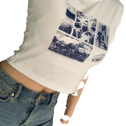 Damen T-Shirt Cropped mit Grafikdesign Eveloria