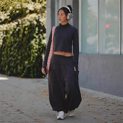 Damen Set Langärmliges Oberteil und weite Hose Eveloria