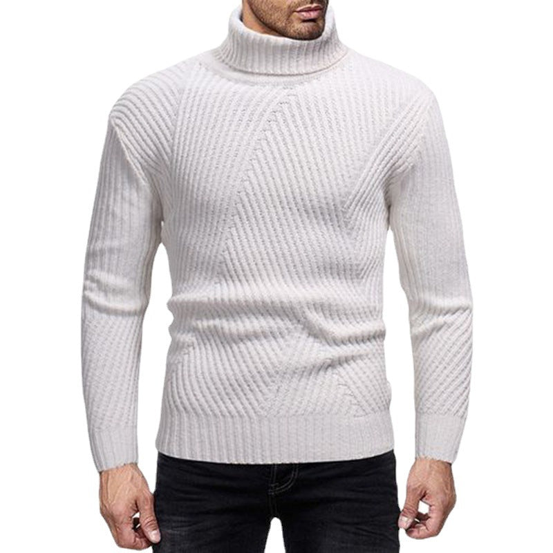 Herren Strickpullover Rollkragen Strukturiert Beige