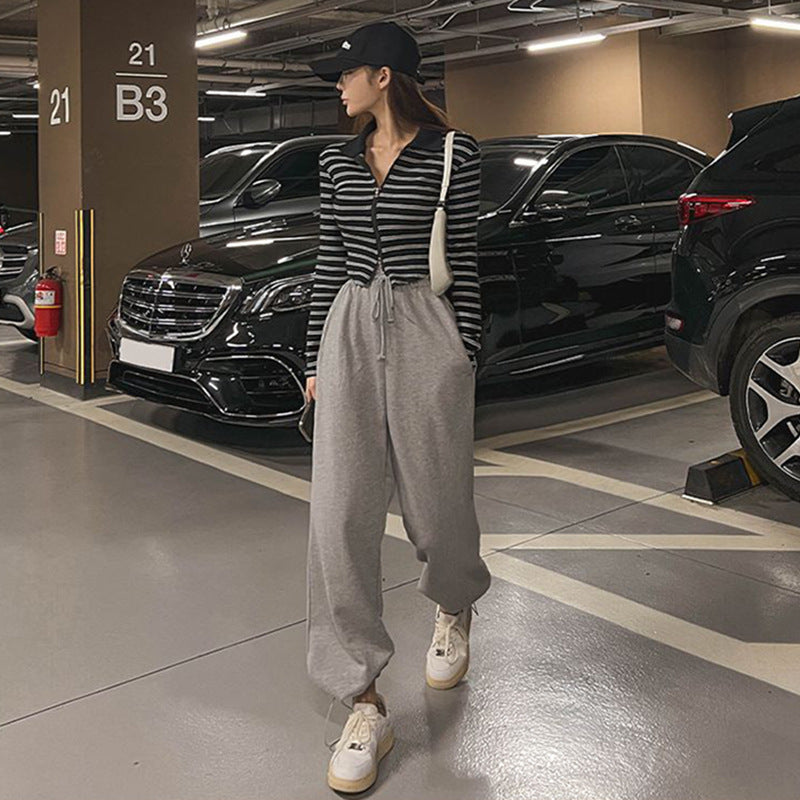 Damen Sweatpants Elastischer Bund Weit Bequem Eveloria