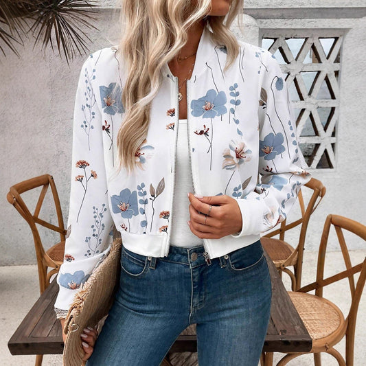 Damen Bomberjacke Floralmuster Elastisch Schwarz Eveloria - Eveloria