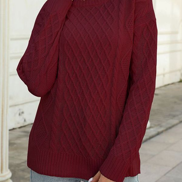 Damen Strickpullover Rautenmuster Eveloria
