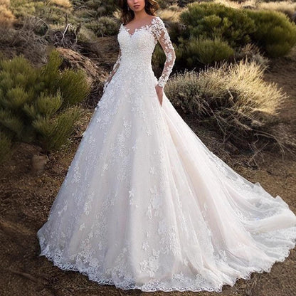 Damen Abendkleid Spitze V-Ausschnitt Langärmlig Eveloria - Eveloria